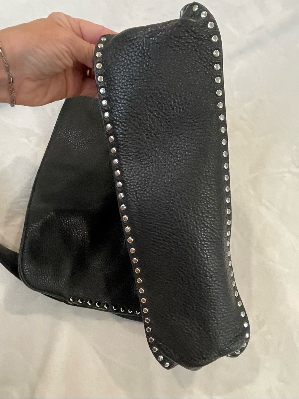Michael Kors Astor Black Leather Studded Hobo Shoulder Bag with Chain - Picture 7 of 7